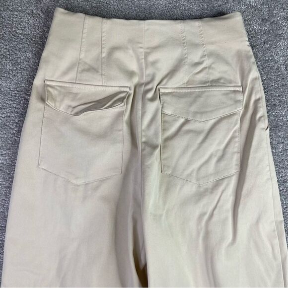 Zara Barrel Pants Women's XS Beige Tapered Cropped Pleated Balloon Pockets - Picture 6 of 12